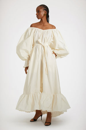 Robe cocktail longue en faille recyclée