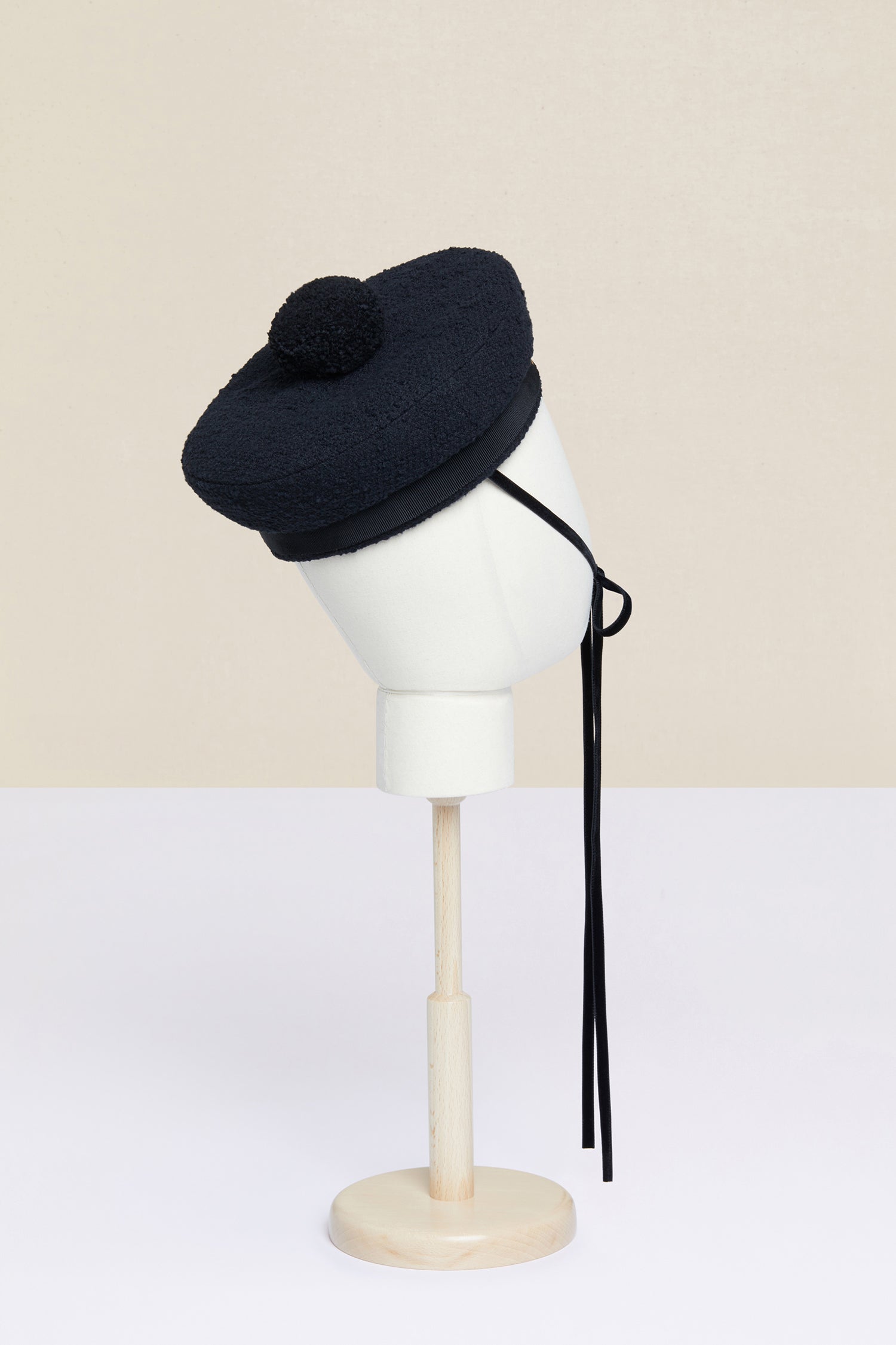 Patou - Tweed sailor hat - Black - With a pompom on top!Patou’s take on the traditional sailor hat, crafted from black cotton tweed. Black grosgrain base with lettering logo embroidered in gold letters. Fastens via black velvet ties. Topped off with a detachable black pompom.