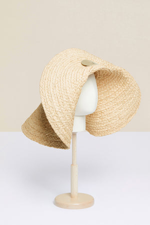 Embellished oversized woven hat