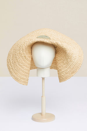 Embellished oversized woven hat