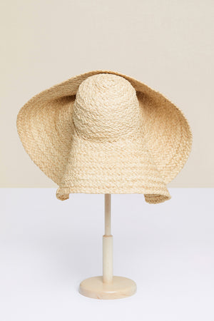 Embellished oversized woven hat