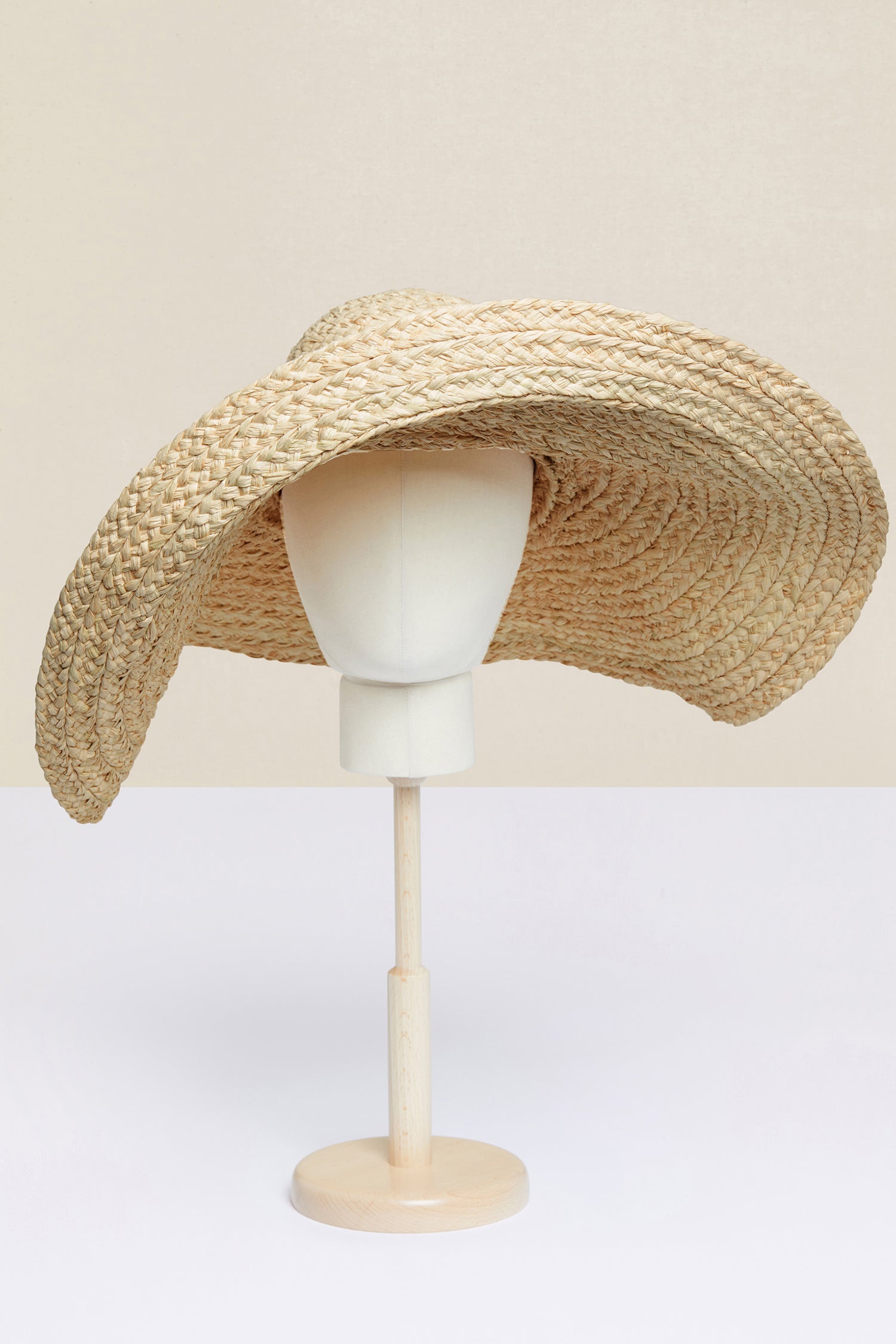 Patou - Oversized woven hat - Cream - The majestic capeline.Oversized woven palm leaf hat. Wide turned up brim.