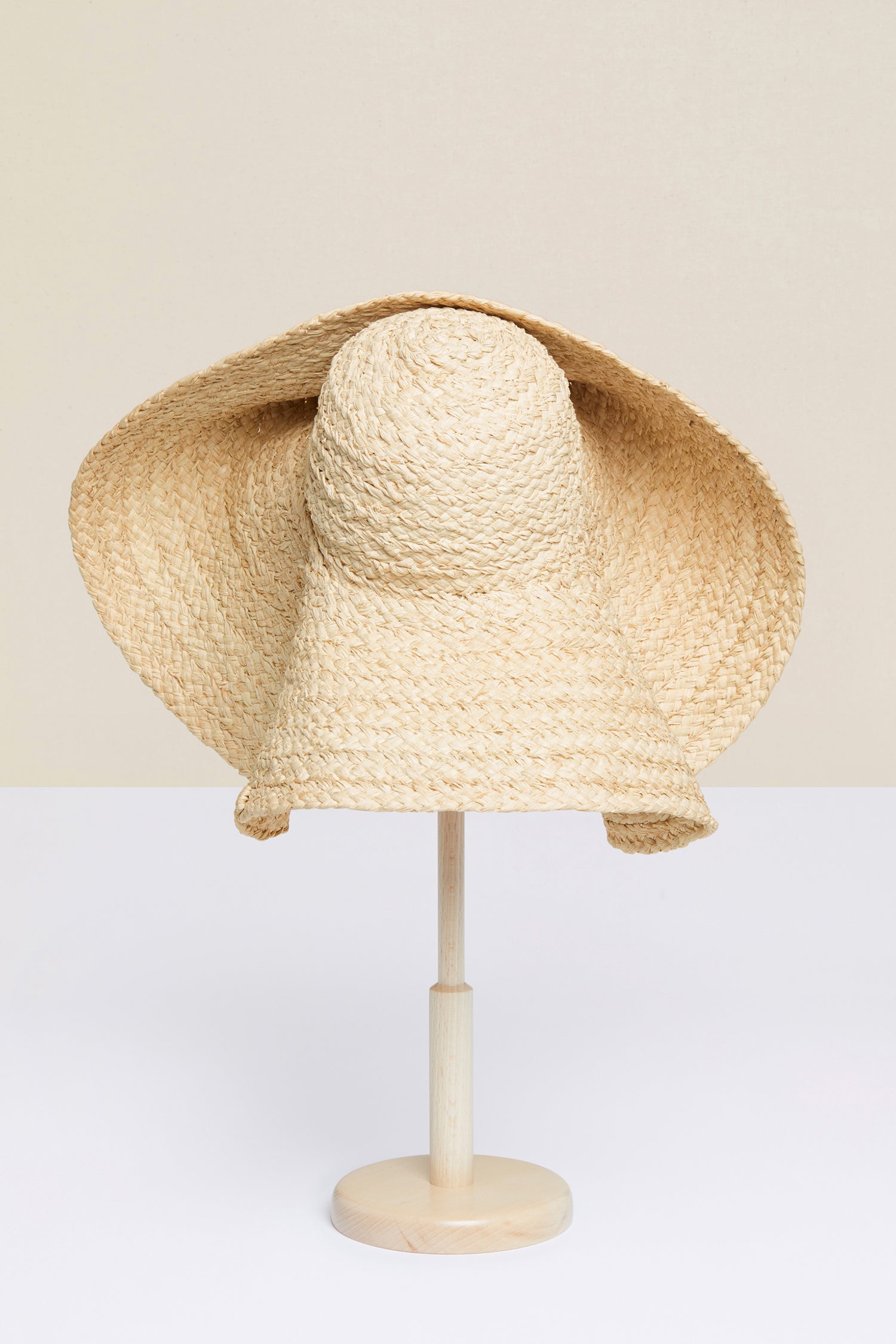 Patou - Oversized woven hat - Cream - The majestic capeline.Oversized woven palm leaf hat. Wide turned up brim.