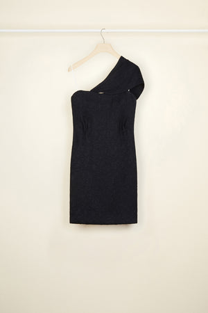 One-shoulder cloqué dress