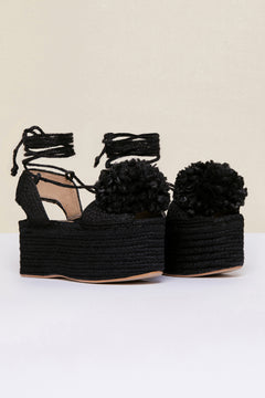 Espadrillas a zeppa con pompon