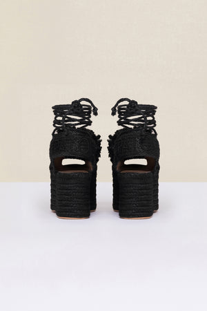 Pompom platform espadrilles