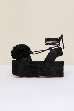 Pompom platform espadrilles