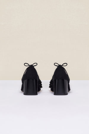 Pearl-embellished tweed pumps