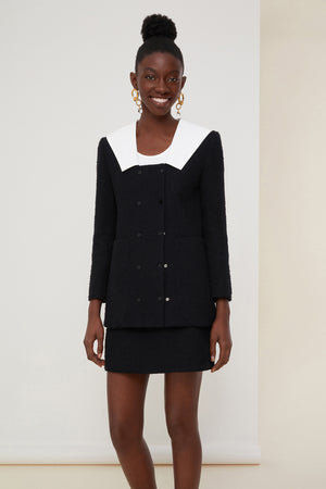 Sailor collar cotton tweed jacket