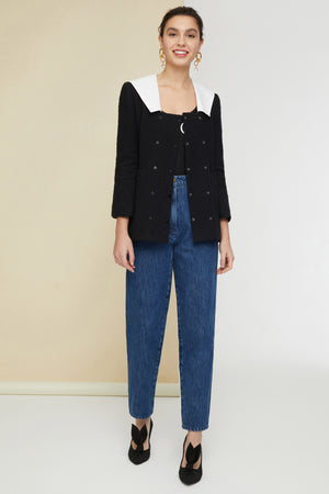 Sailor collar cotton tweed jacket