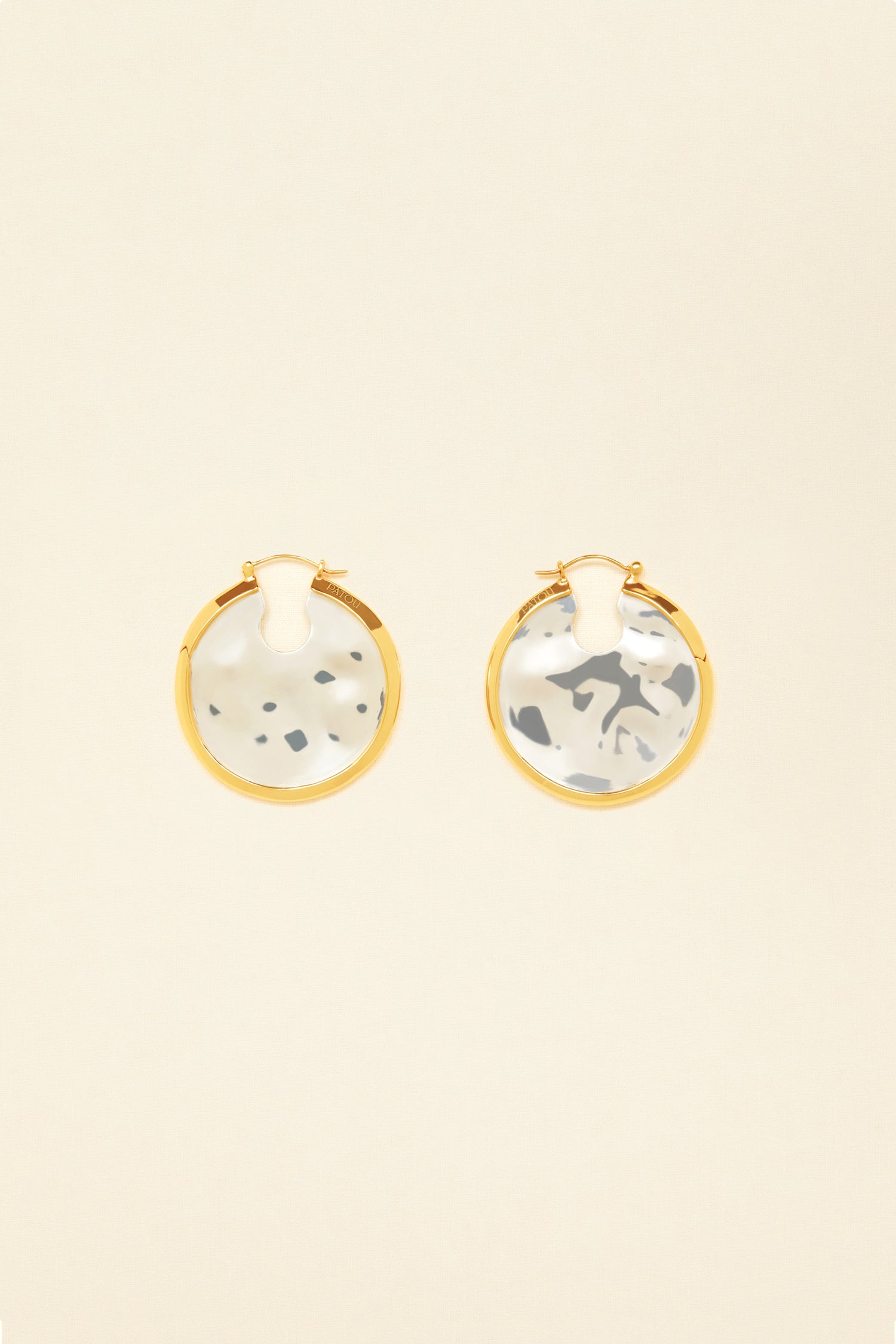 Patou - Hammered brass hoop earrings - Gold Silver - Geometries in silver and gold.Gold-plated brass hoop earrings with hammered silver brass plate in the centre.