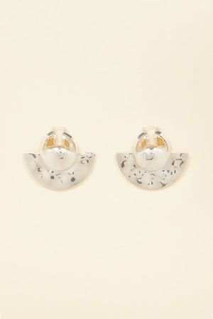Semicircle brass and stone earrings