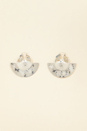 Semicircle brass and stone earrings