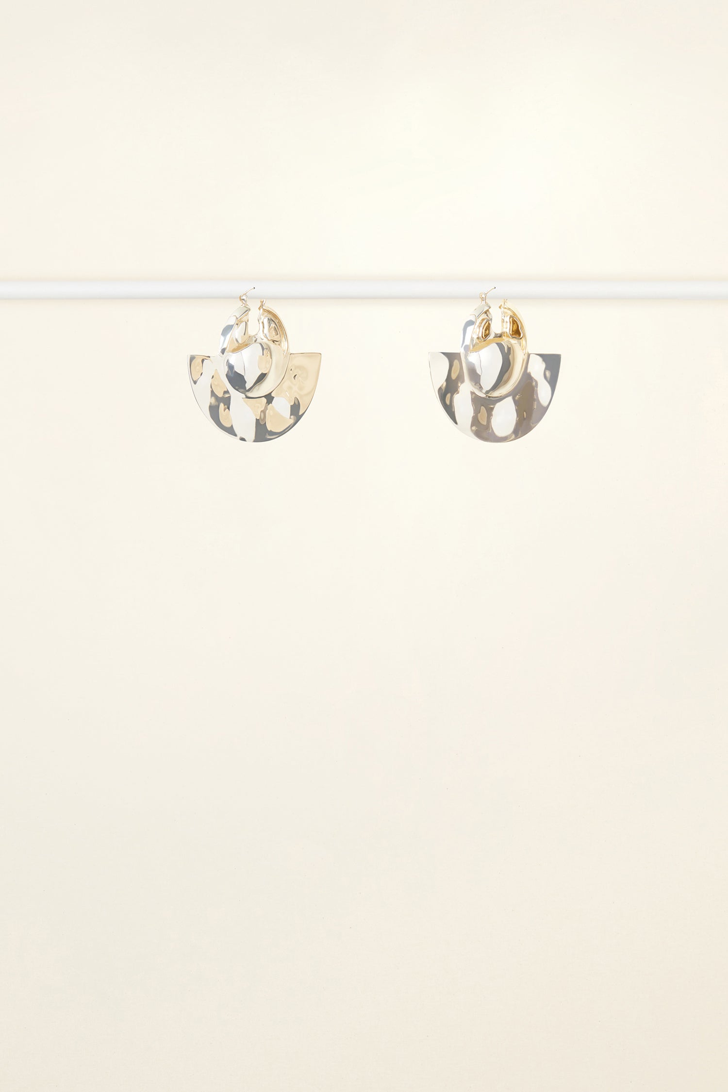 Patou - Semicircle brass and stone earrings - Gold Silver - Brass becomes the perfect setting for stones.Semicircle brass earrings with stone inserts.