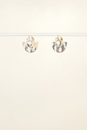 Semicircle brass and stone earrings