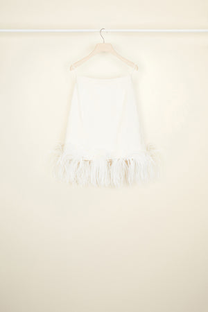 Feather cotton tweed miniskirt