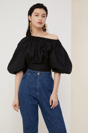 Volume poplin crop top