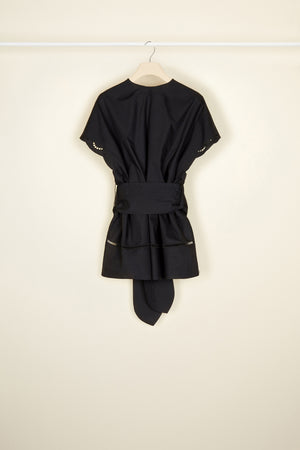 Openwork poplin top
