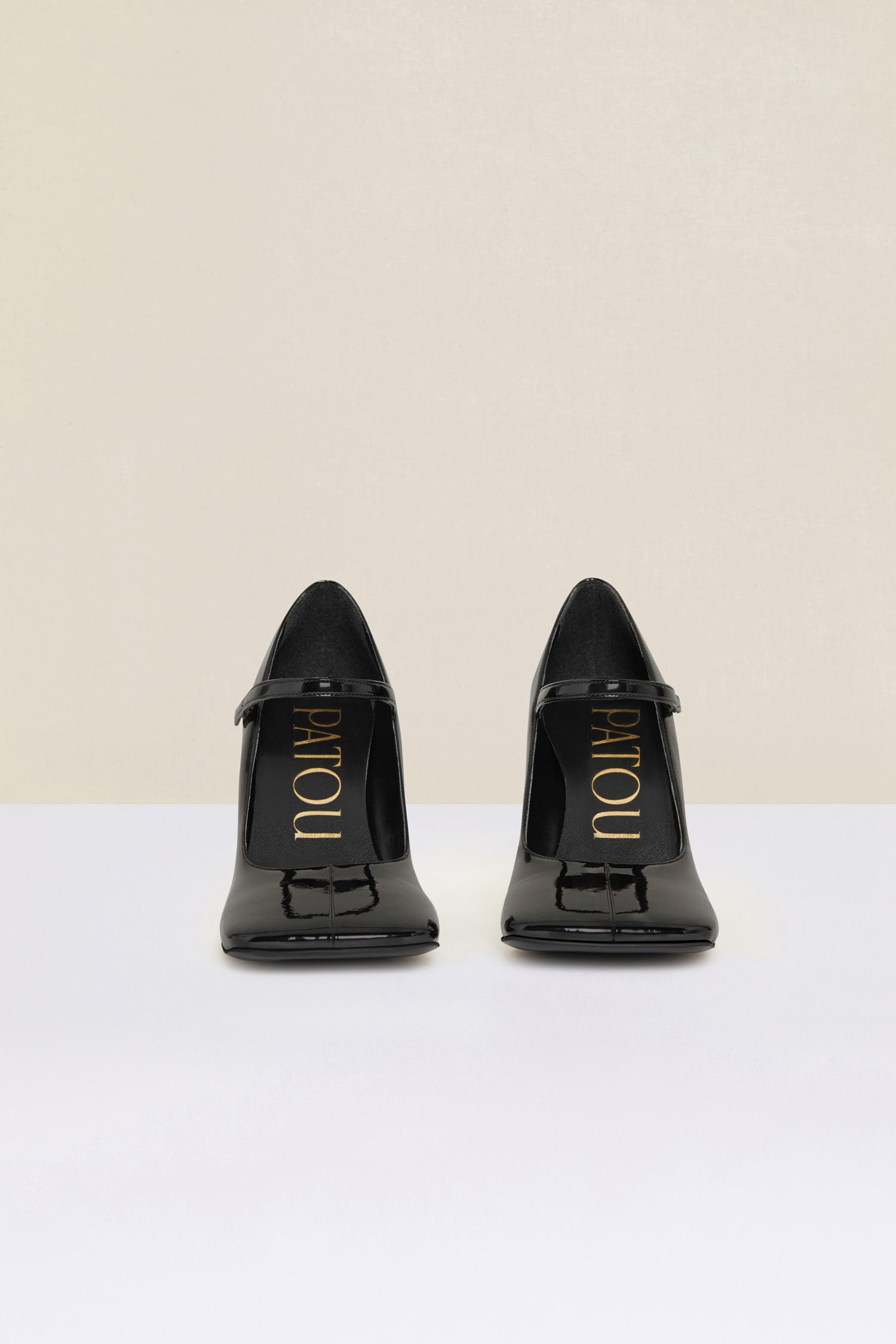 Patou - Mary Jane pumps in faux patent leather - Black - A square toe, a sculpted heel, a winning pair for a footwear debut.Black faux patent leather Mary Jane pumps. Square toe. Thin strap. Slightly slanted heel.