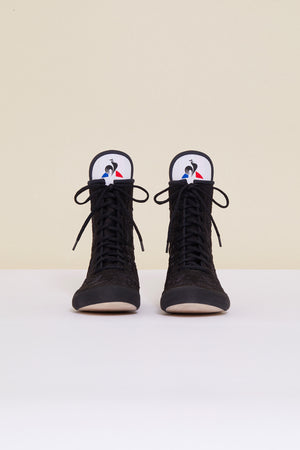 Bestickte High-Top-Sneaker - Schwarz