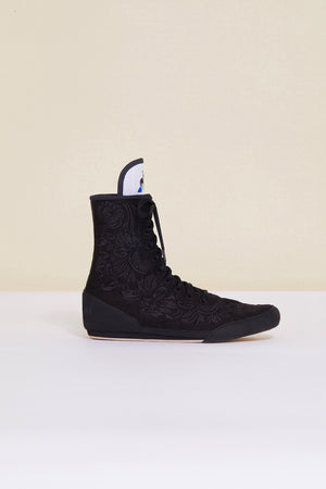 Bestickte High-Top-Sneaker - Schwarz