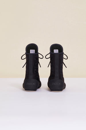 Bestickte High-Top-Sneaker - Schwarz