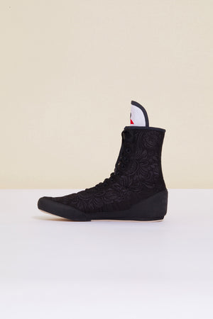 Bestickte High-Top-Sneaker - Schwarz
