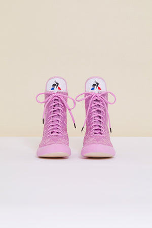 Embroidered high-top trainers - Lilac