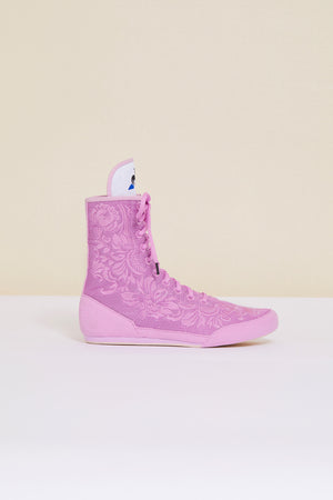 Embroidered high-top trainers - Lilac