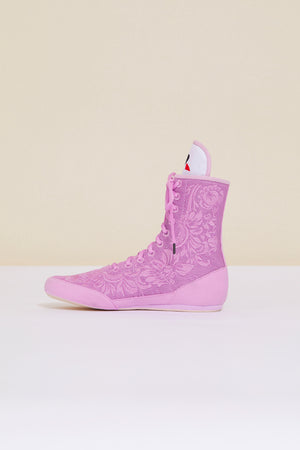 Embroidered high-top trainers - Lilac