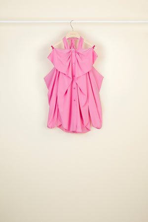 Cold-shoulder silk blouse