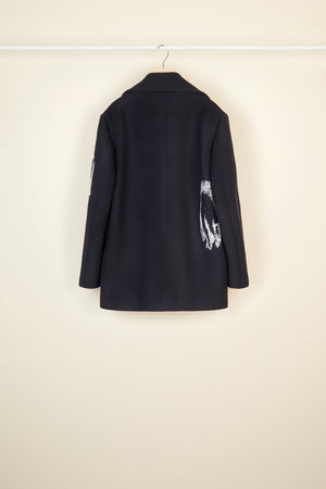 Caban in lana con logo in perle