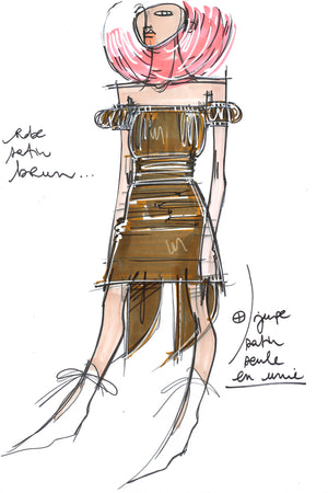 Vestito drappeggiato con spalle scoperte