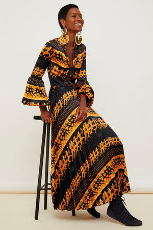Print-Maxikleid mit Falten