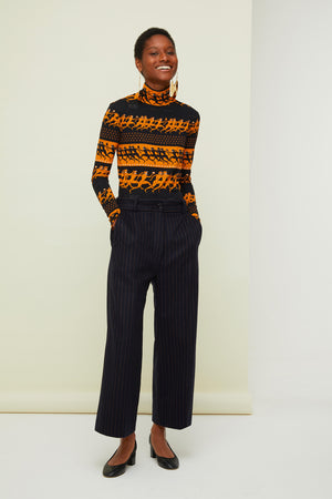 High neck printed jersey top