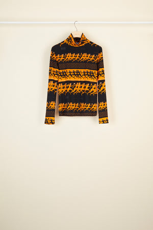 High neck printed jersey top