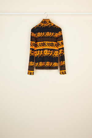 High neck printed jersey top