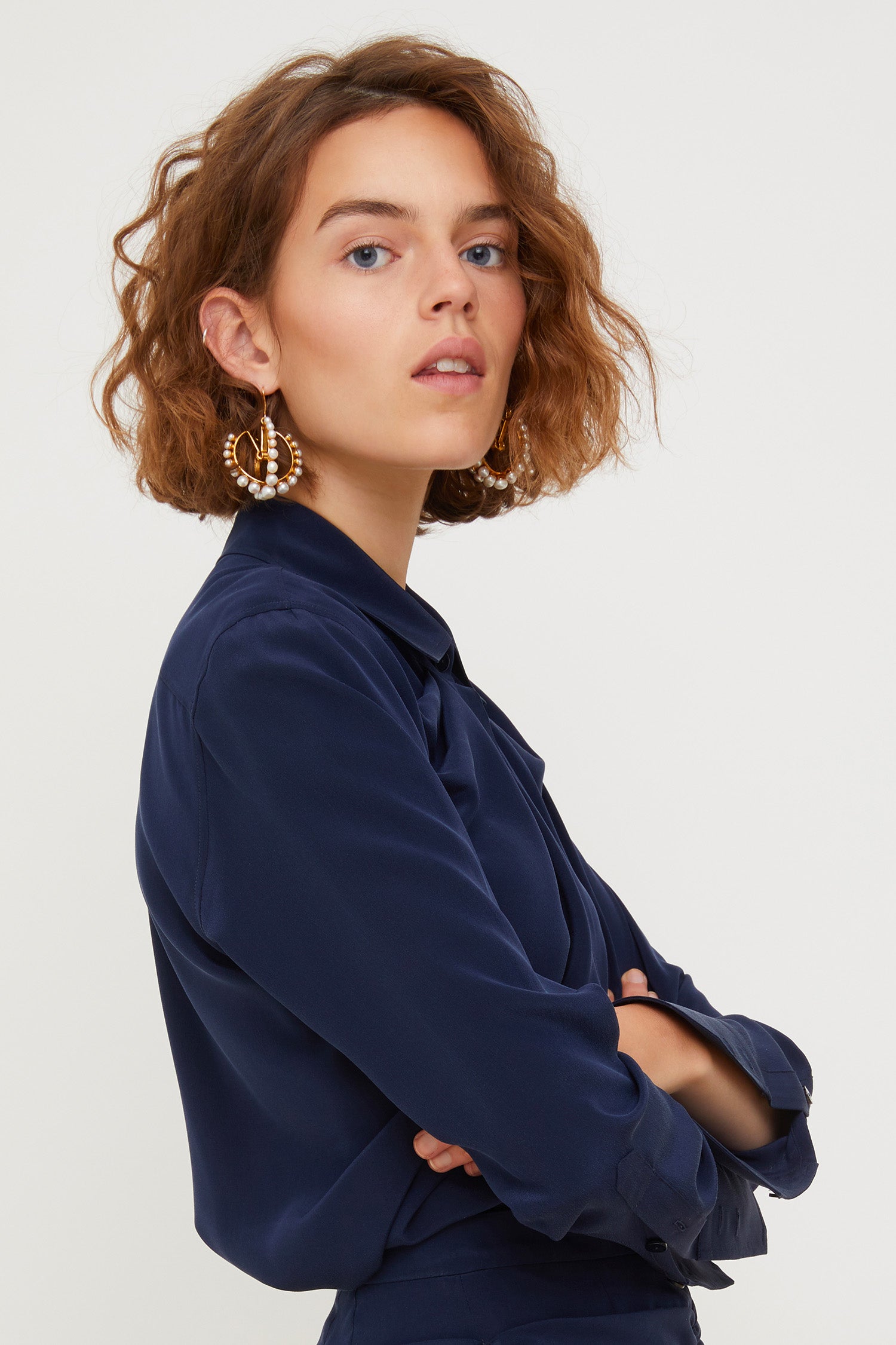 Patou - Brass and pearl hoop earrings - Gold - Pearls or nothing. Gold-plated brass hoop earrings with pearl embellishments.