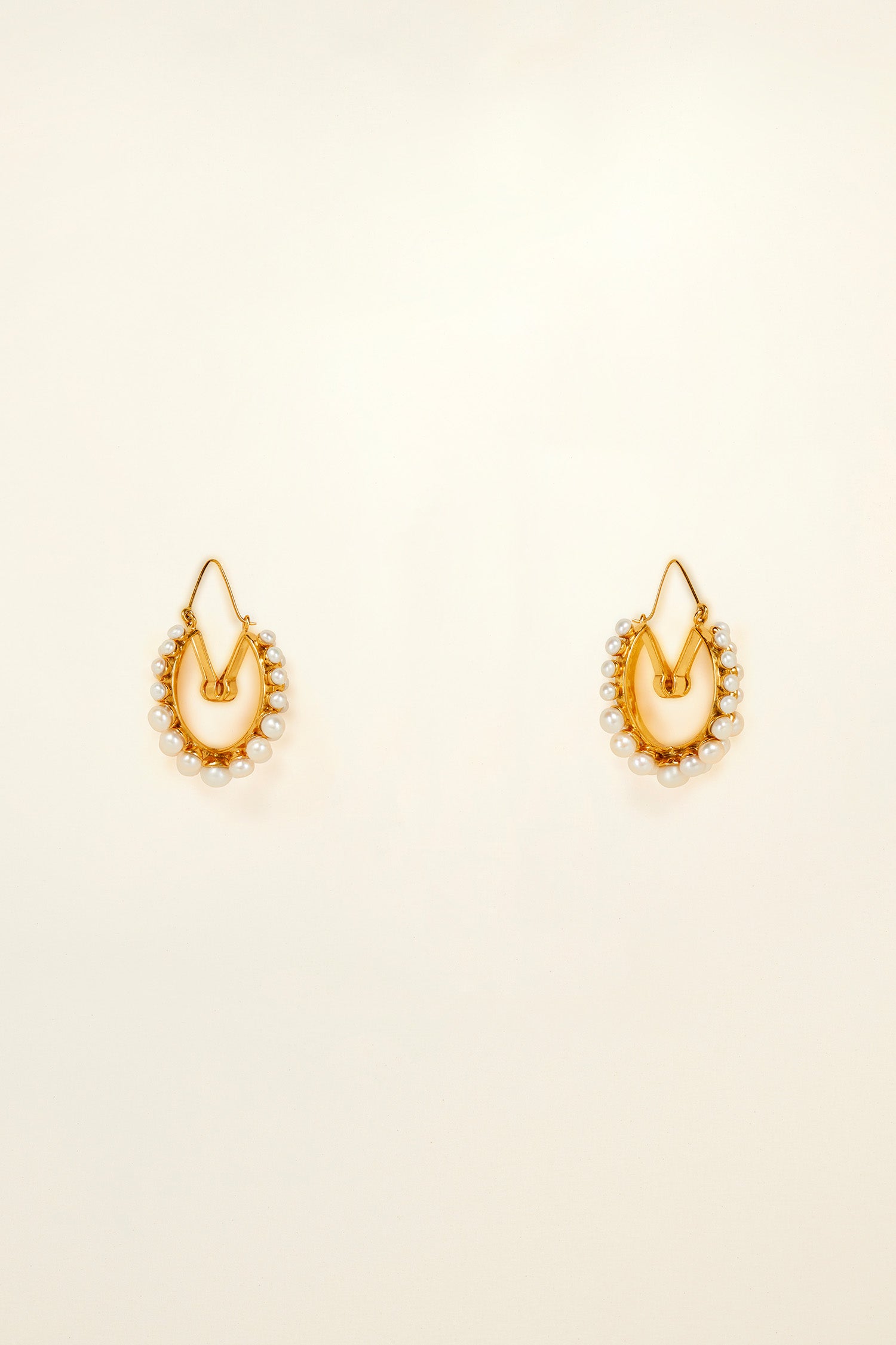 Patou - Brass and pearl hoop earrings - Gold - Pearls or nothing. Gold-plated brass hoop earrings with pearl embellishments.