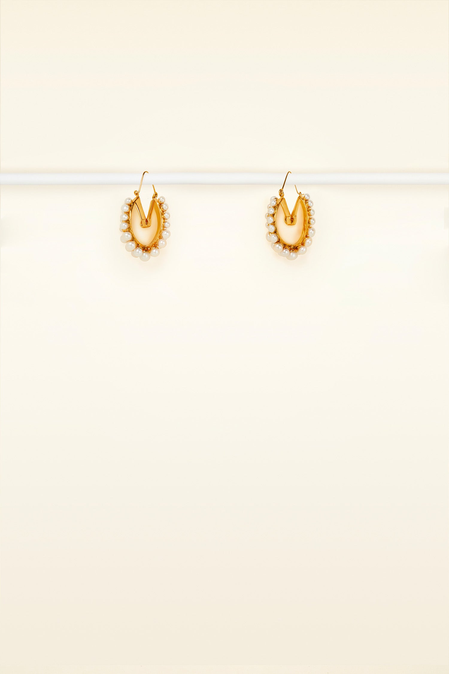 Patou - Brass and pearl hoop earrings - Gold - Pearls or nothing. Gold-plated brass hoop earrings with pearl embellishments.