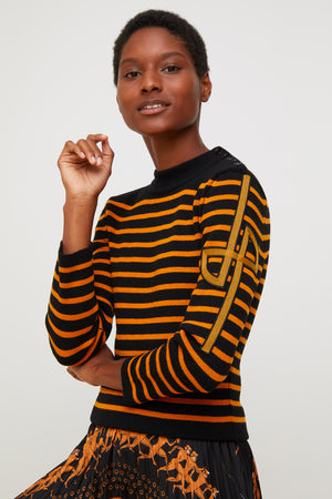 Pull marinière à logo brodé