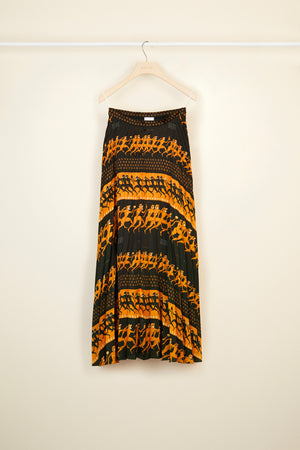Pleated maxi printed skirt