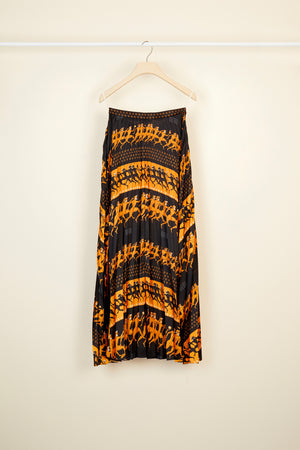Pleated maxi printed skirt