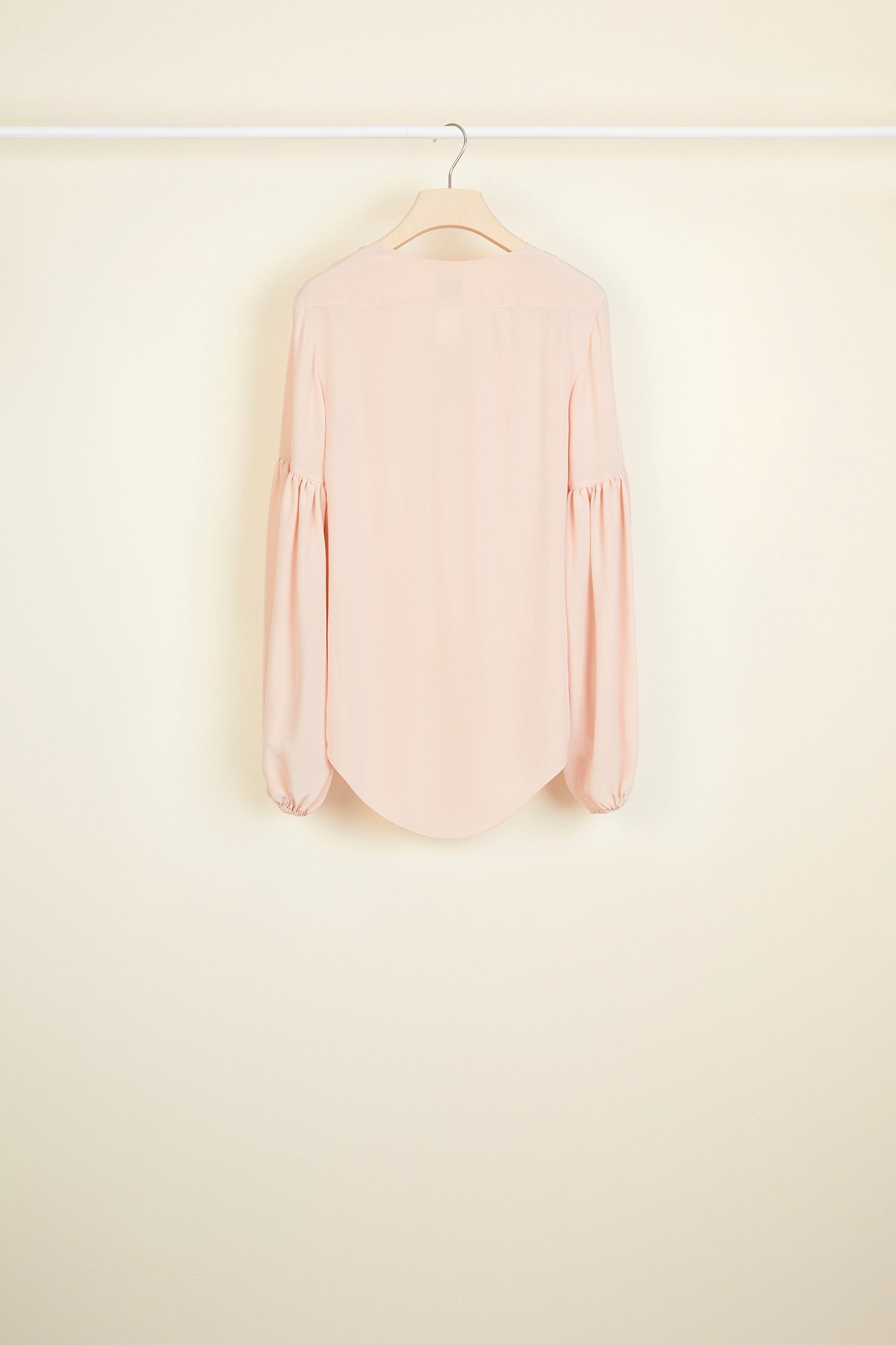 Patou - Silk blouse with Bishop sleeves - Golden Beige - The neckline goes square, the sleeves go big.Silk blouse with shirred square neckline. Long Bishop sleeves with elasticated cuffs.