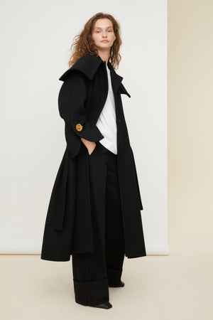 Belted cashmere and wool blend coat