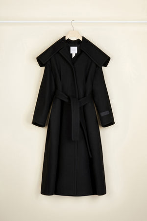 Belted cashmere and wool blend coat
