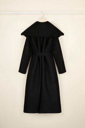 Belted cashmere and wool blend coat