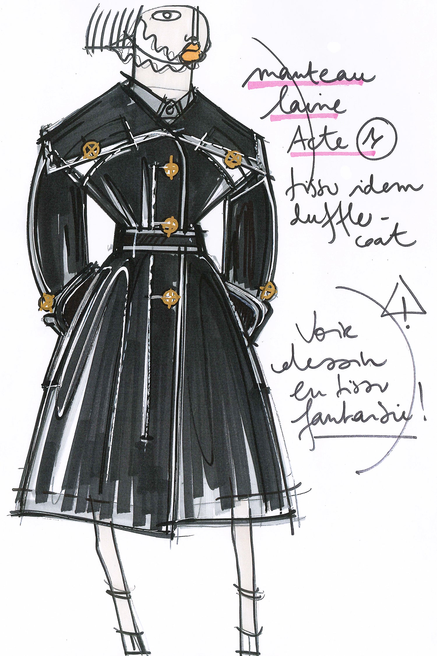 Patou - Belted cashmere and wool blend coat - Black - A sailor collar, et voilà, a classic overcoat with a Patou attitude!Black cashmere and wool coat. Crafted from recycled materials blended to achieve a softly worn look over time. Longline A-line silhouette with darts at the back to highlight the waist. Oversized sailor-style collar and cuffs. Can be worn cinched via a removable belt. Concealed press buttons down the front and at the cuffs. Patou label on the left sleeve.