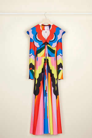 Psychedelic oversized collar maxi dress