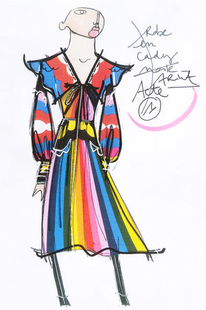 Psychedelic oversized collar maxi dress